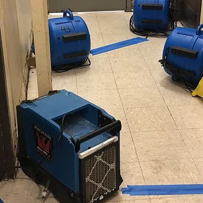 blowers used to dry out water damaged floors